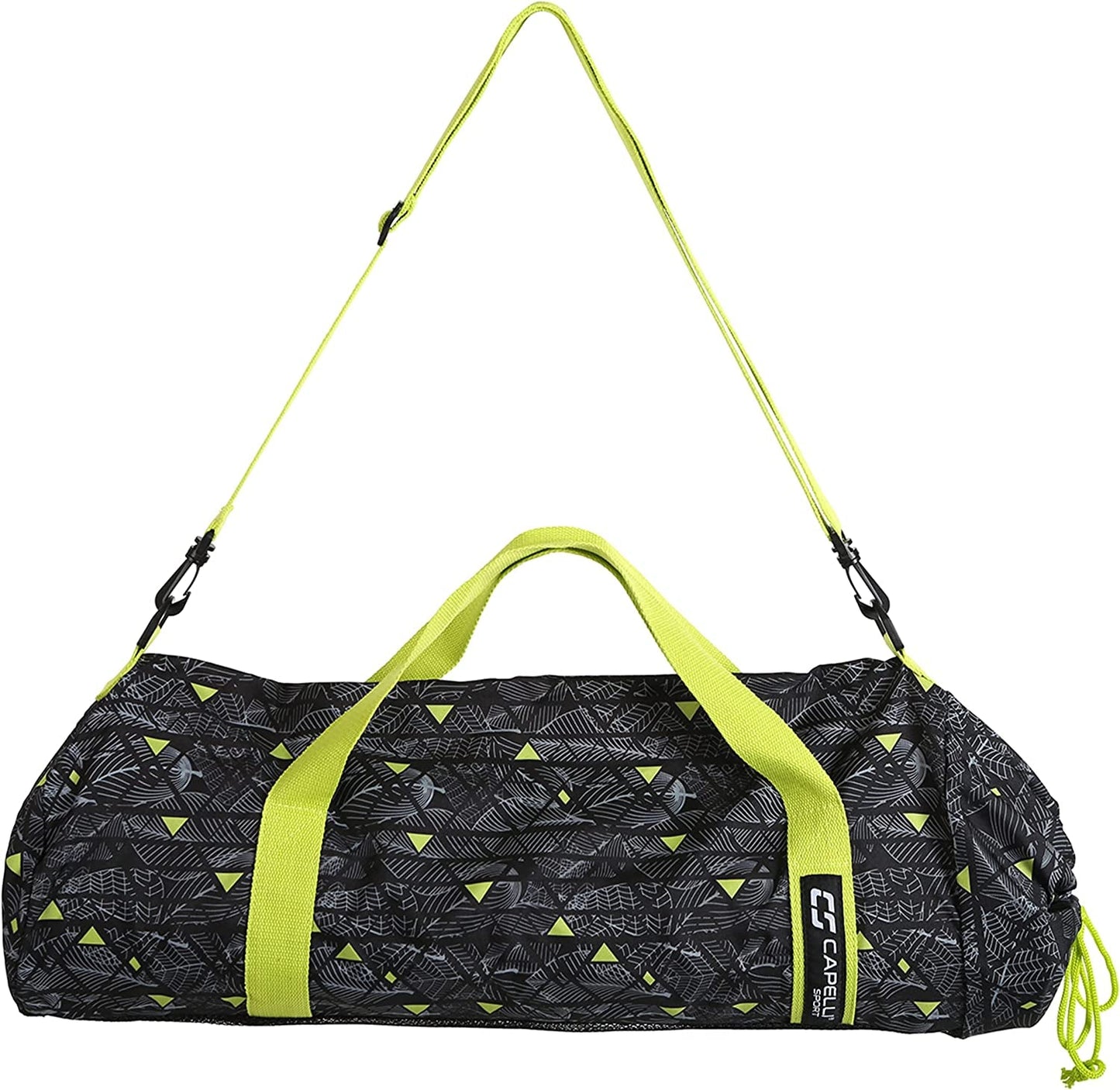 Capelli Sport Yoga Mat Bag Carrier, Gym Bag Yoga Mat Holder with Adjustable Strap and Carry Handle, Black/Lime