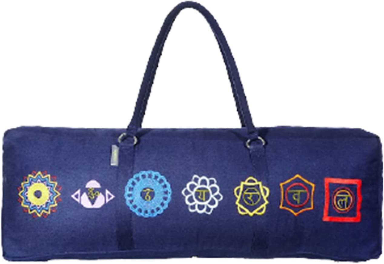 Seven Chakra Yoga Mat Bag | Buddhism Yoga Meditation Luxurious 7 Chakras Embroidery 100% Cotton Fabric Bag - Size - 29" X 8" X 12"