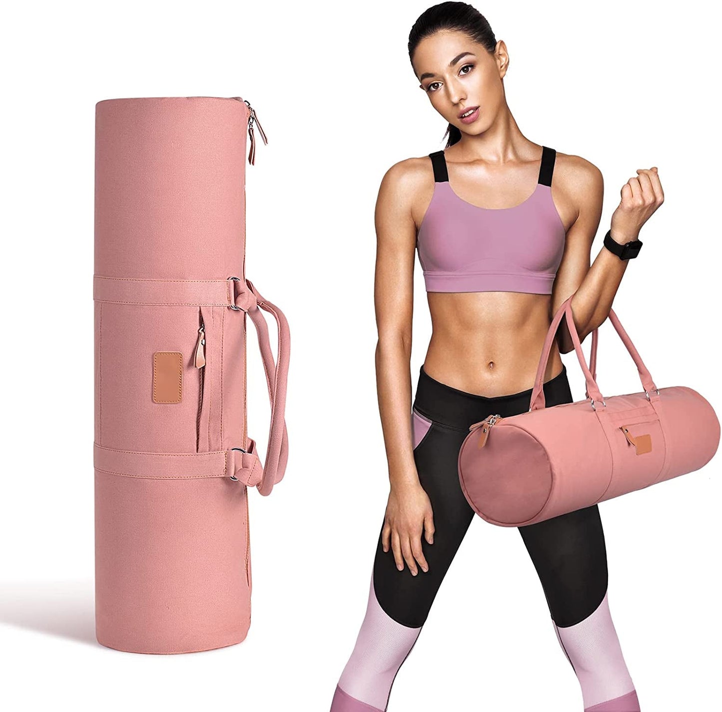Xcellent Global Yoga Mat Bag with Durable Canvas, Side Pocket and Double Zipper Fit up to 27 Inches(69Cm) Width and 1/4 Inches(6Mm) Thick Matdd