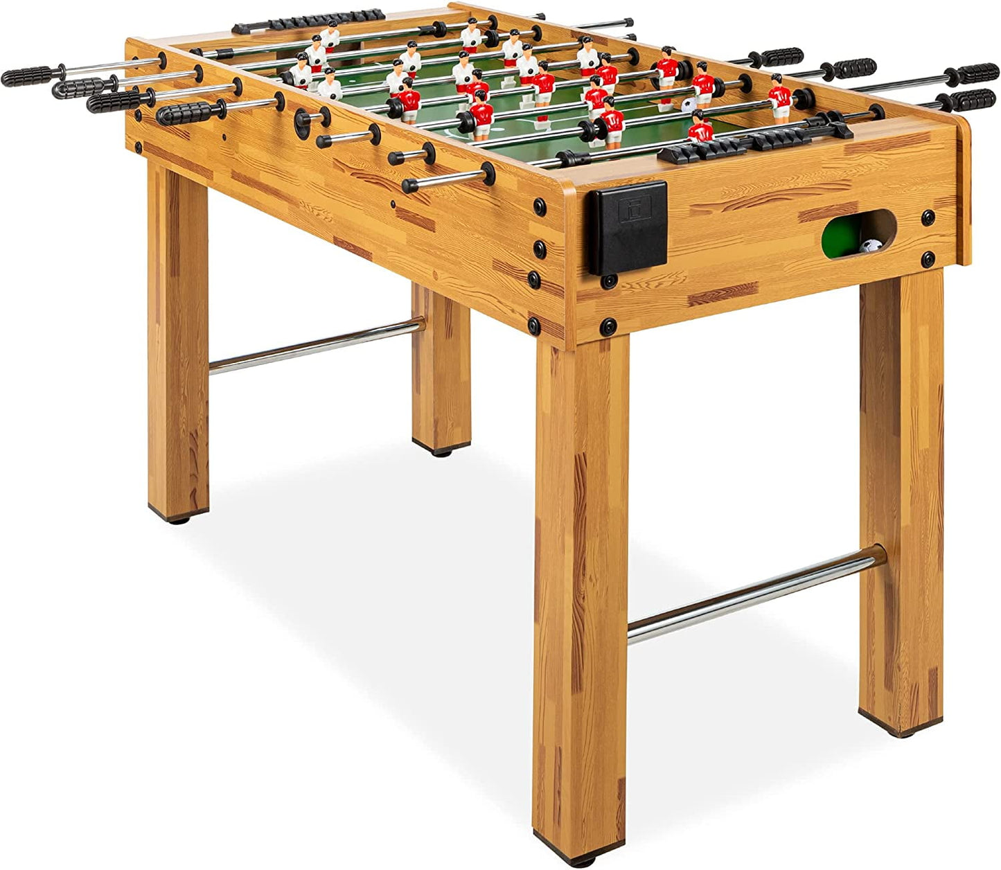 56in Competition Sized Foosball Table, Arcade Table Soccer for Home, Game Room, Arcade w/ 2 Balls, 2 Cup Holders - Light Bown