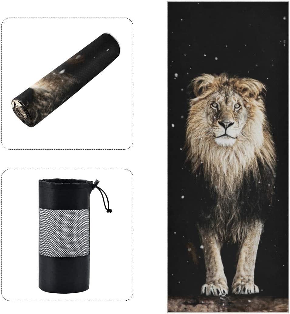ALAZA Beautiful Lion Yoga Towel Non Slip Soft Sweat Absorbent Mat Towel for Hot Yoga Exercise Pilates 73X27 Inches