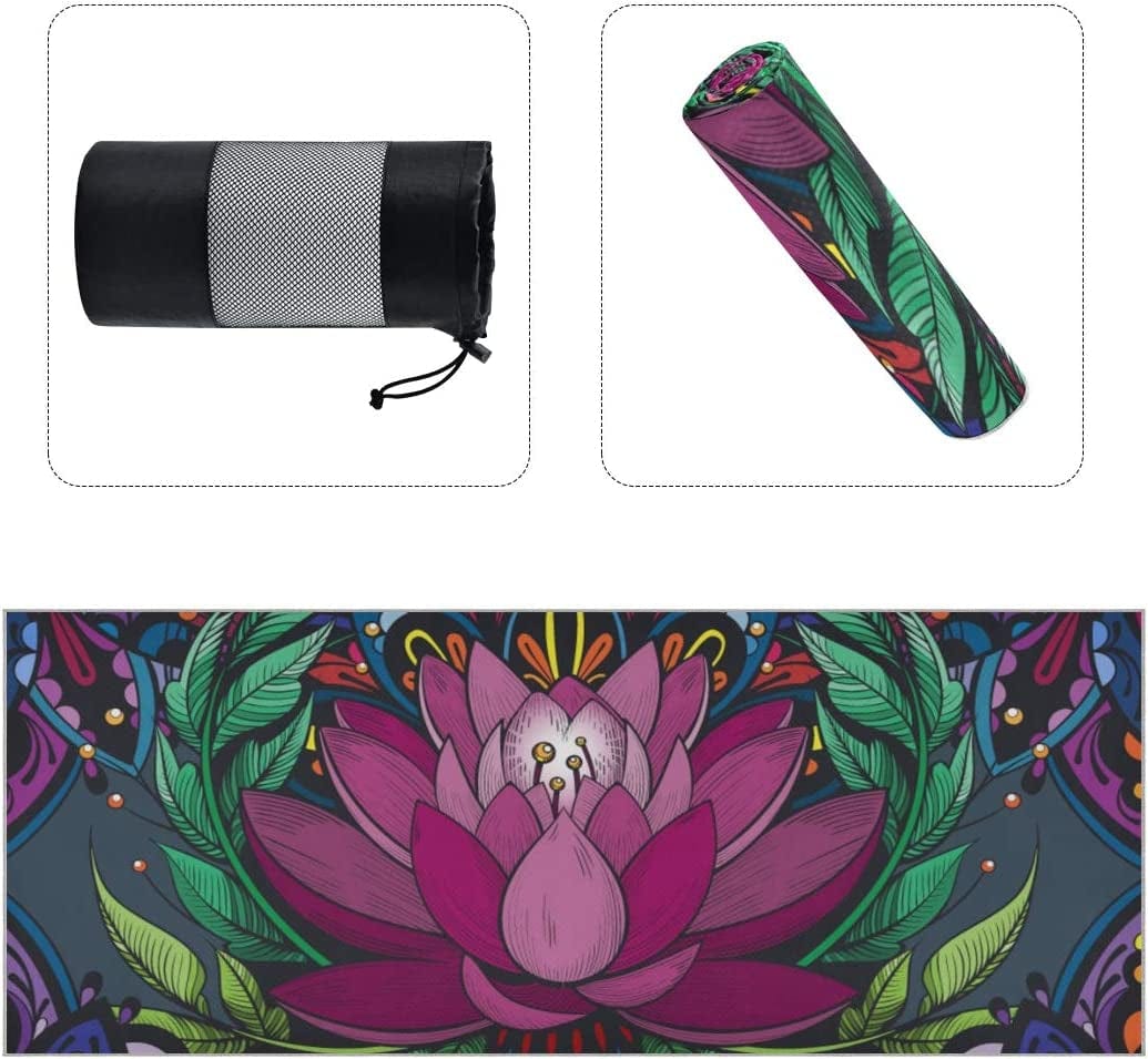ALAZA Bright Color Lotus Yoga Towel Non Slip Soft Sweat Absorbent Mat Towel for Hot Yoga Exercise Pilates 73X27 Inches