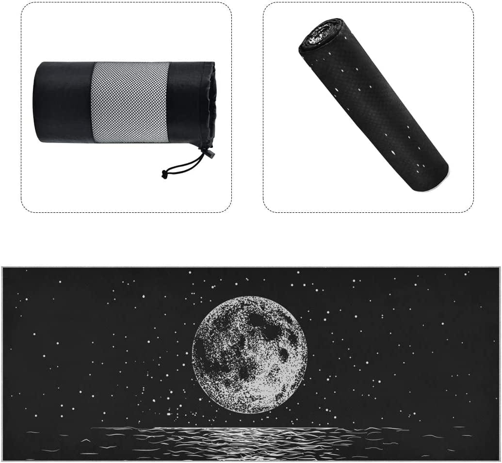 ALAZA Moon Reflecting a Sea Yoga Towel Non Slip Soft Sweat Absorbent Mat Towel for Hot Yoga Exercise Pilates 73X27 Inches