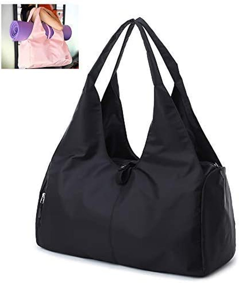 Womens Yoga Gym Bag Yoga Mat Bag with outside Elastic Mat Strap and Shoe Compartment, Sports Duffel Bag Large