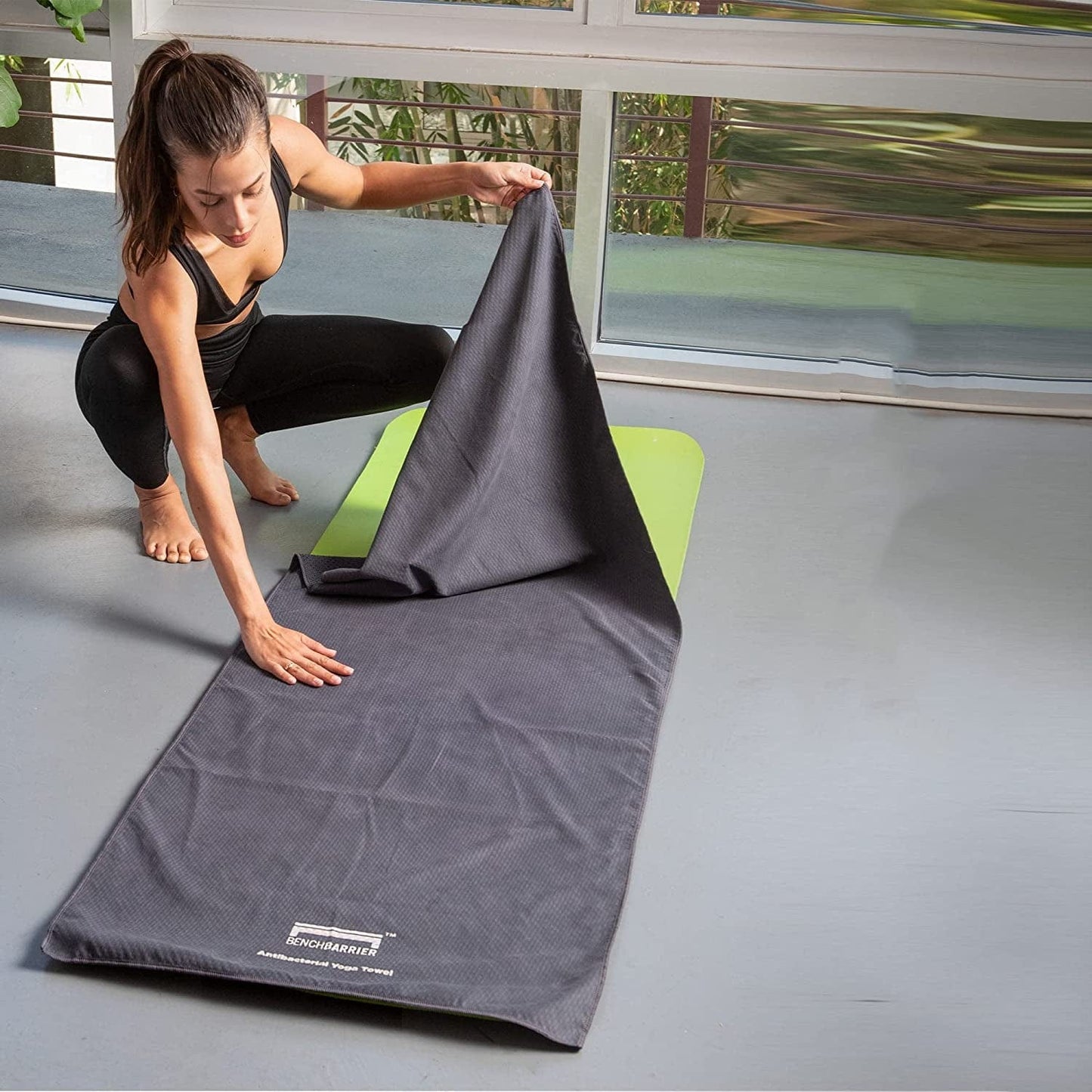BENCHBARRIER – Premium Odor-Free, No-Slip, Lightweight Yoga Towel with Ultra Absorbent, Quick Drying Super Soft & Durable Split Microfiber Material. Uses PVC Grip Dots - Ideal for Hot Yoga & Pilates