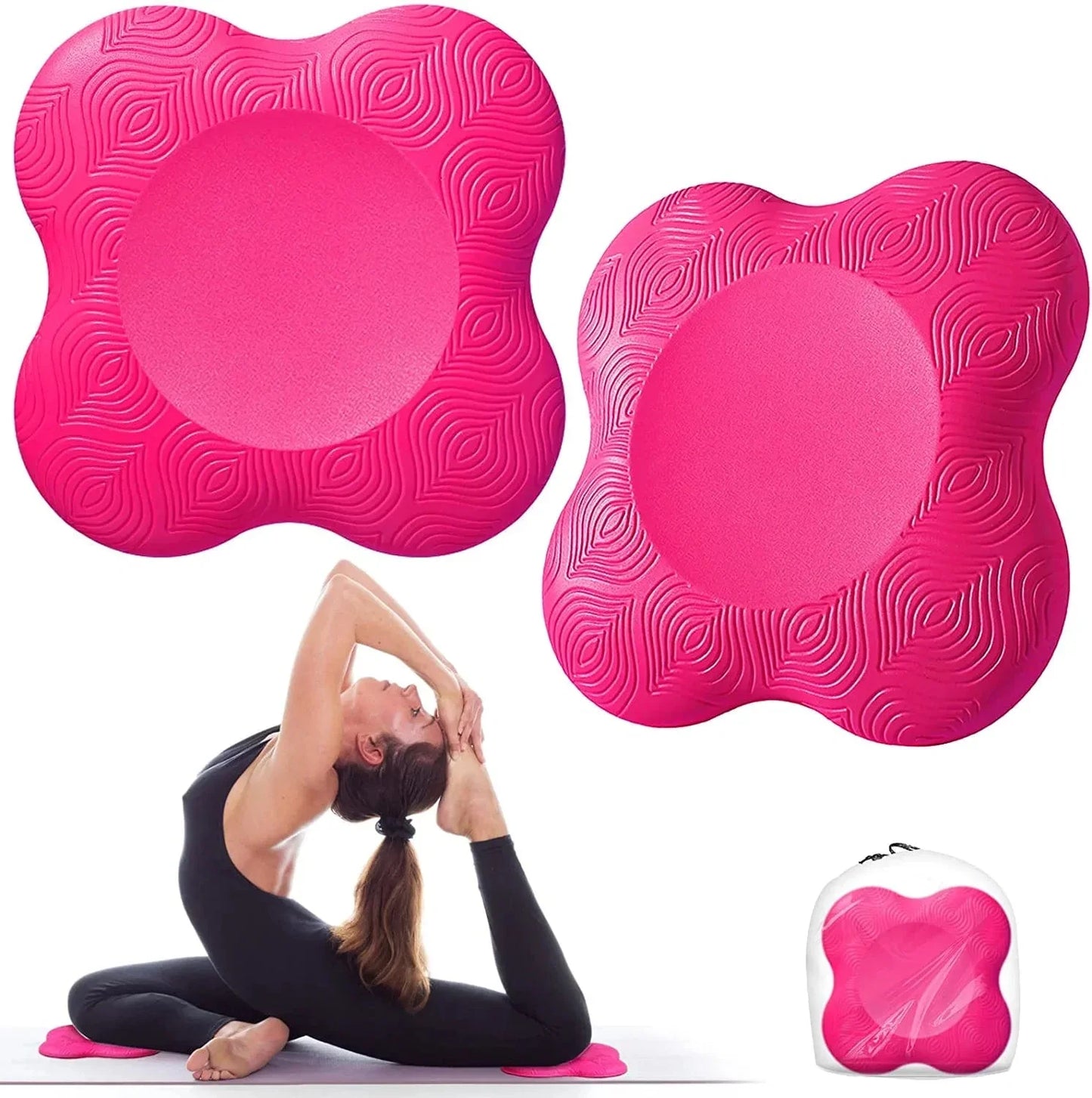 Bigmeda 2PCS Yoga Knee Pad, Non-Slip Yoga Mats for Women Kneeling Support for Yoga Comfortable & Lightweight Yoga Knee Pads Cushion for Knees, Hands, Wrists, and Elbows