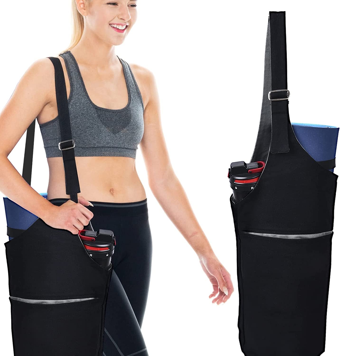 Yoga Mat Bag,40" X15 Large Size Yoga Mat Carrier,Reversible Design,Zipper Pocket,Fits Most Size Mats