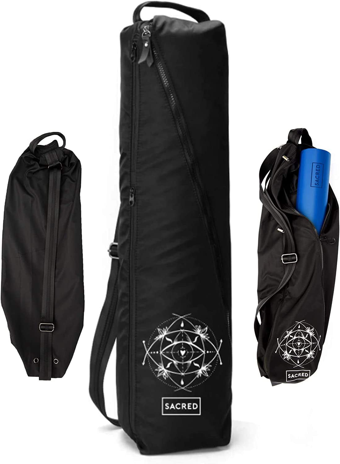SACRED Yoga Waterproof Yoga Mat Bag | Durable Exercise Mat Bag with Hidden Pockets | Compact Unisex Yoga Mat Storage Sling Bag with Shoulder Strap