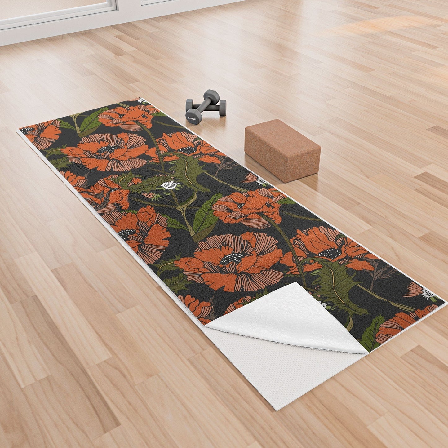 Autumn Poppies Yoga Towel (DS) DD