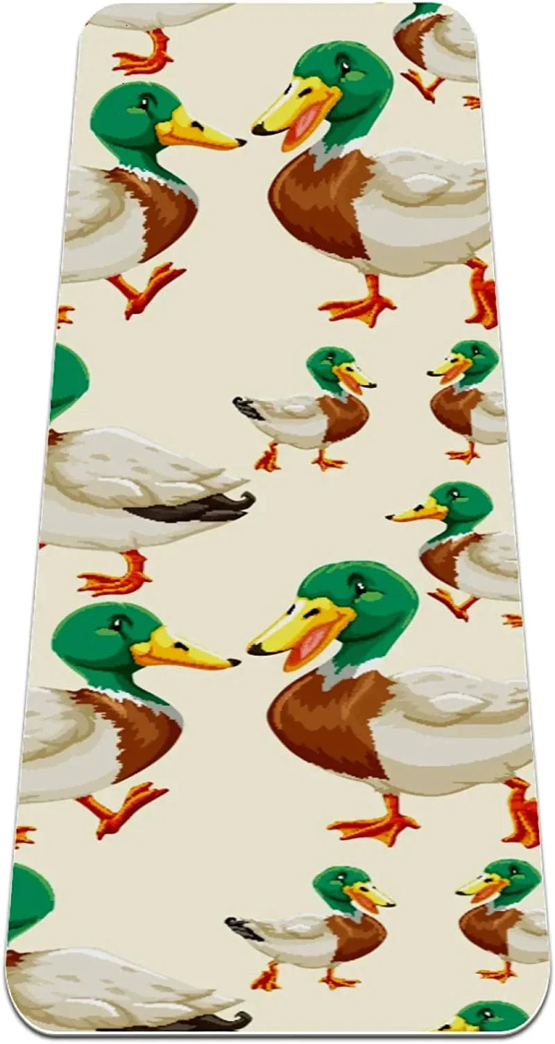REJOON Cute Cartoon Funny Green Head Ducks Yoga Mat Thick Non Slip Yoga Mats for Women&Girls Exercise Mat Soft Pilates Mats