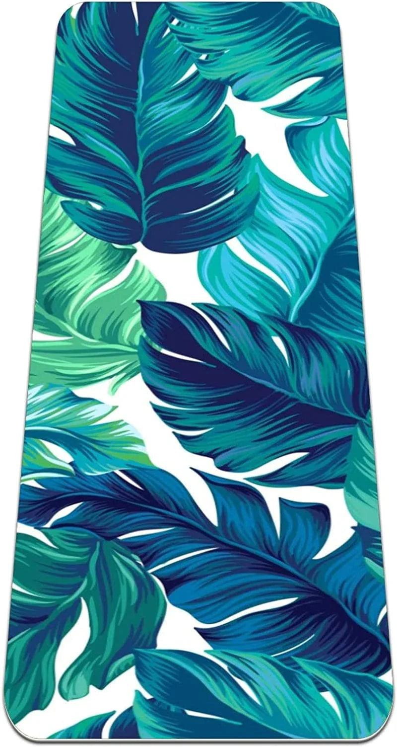 REJOON Watercolor Green Banana Leaf Yoga Mat Workout Mens Yoga Mat Non Slip Thick Floor Exercise Mats Grip Pilates Gyms Yoga Mats for Women 72”X 24”