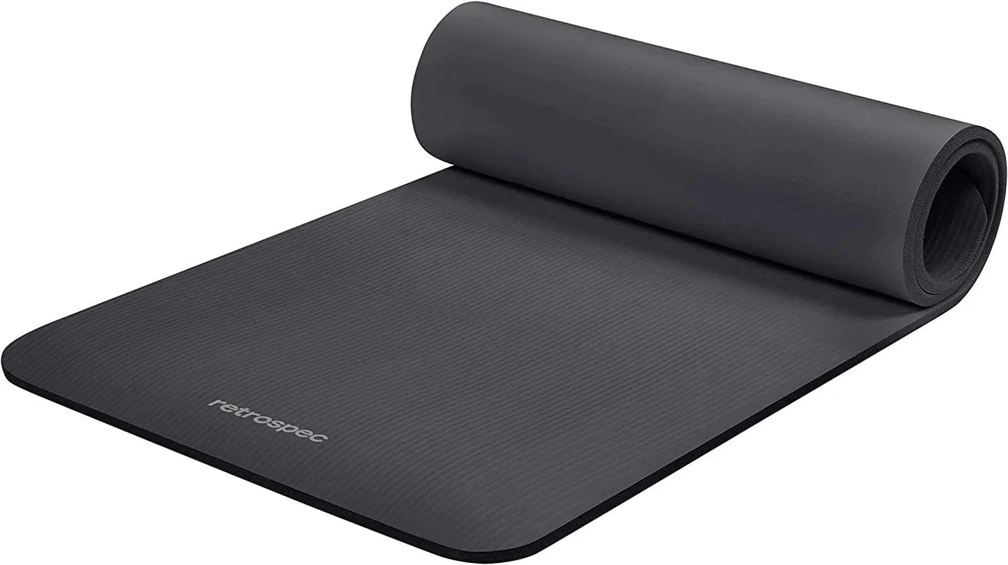 Retrospec Retrospec Solana Yoga Mat 1/2" Thick W/ Nylon Strap for Men & Women - Non Slip Excercise Mat for Yoga, Pilates, Stretching, Floor & Fitness Workouts