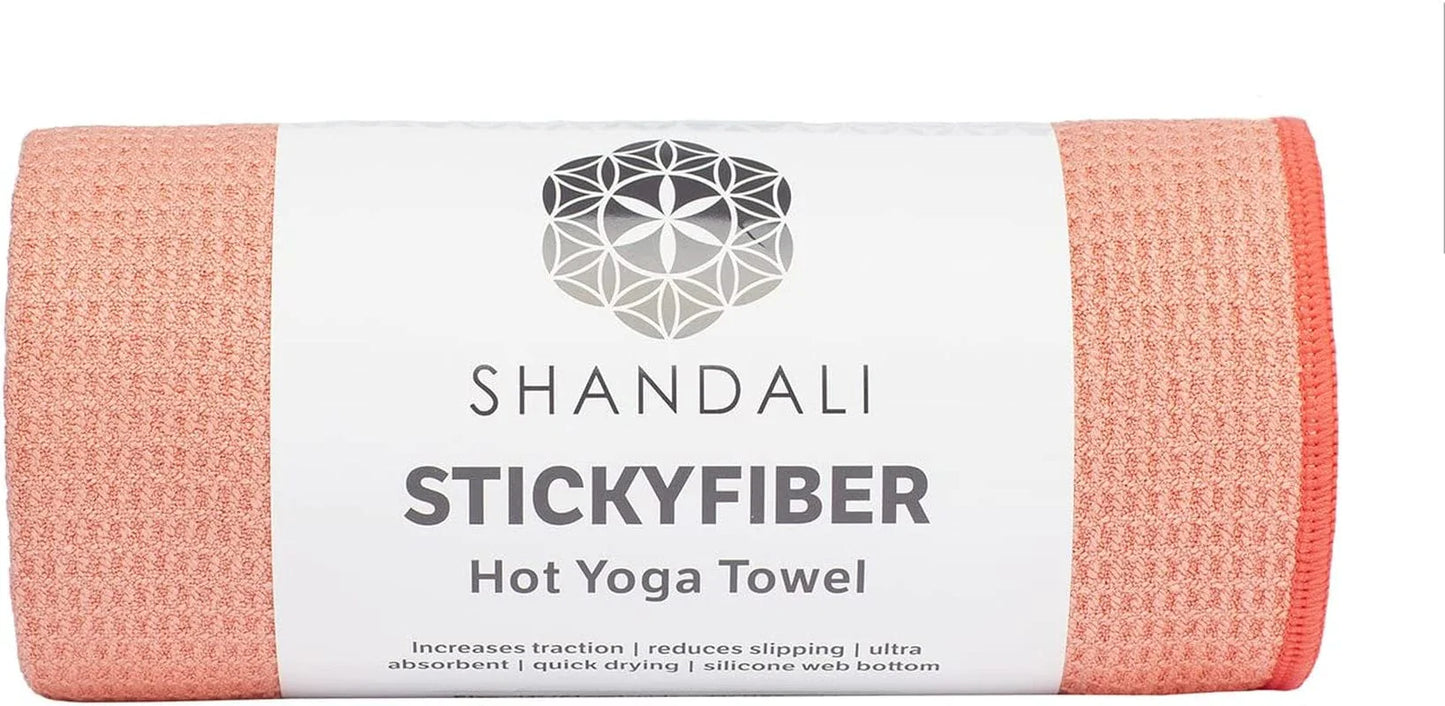 Shandali Hot Yoga Towel - Stickyfiber Yoga Towel - Mat-Sized, Microfiber, Super Absorbent, Anti-Slip, Injury Free, 24" X 72" - Best Bikram Yoga Towel - Exercise, Fitness, Pilates, and Yoga Gear