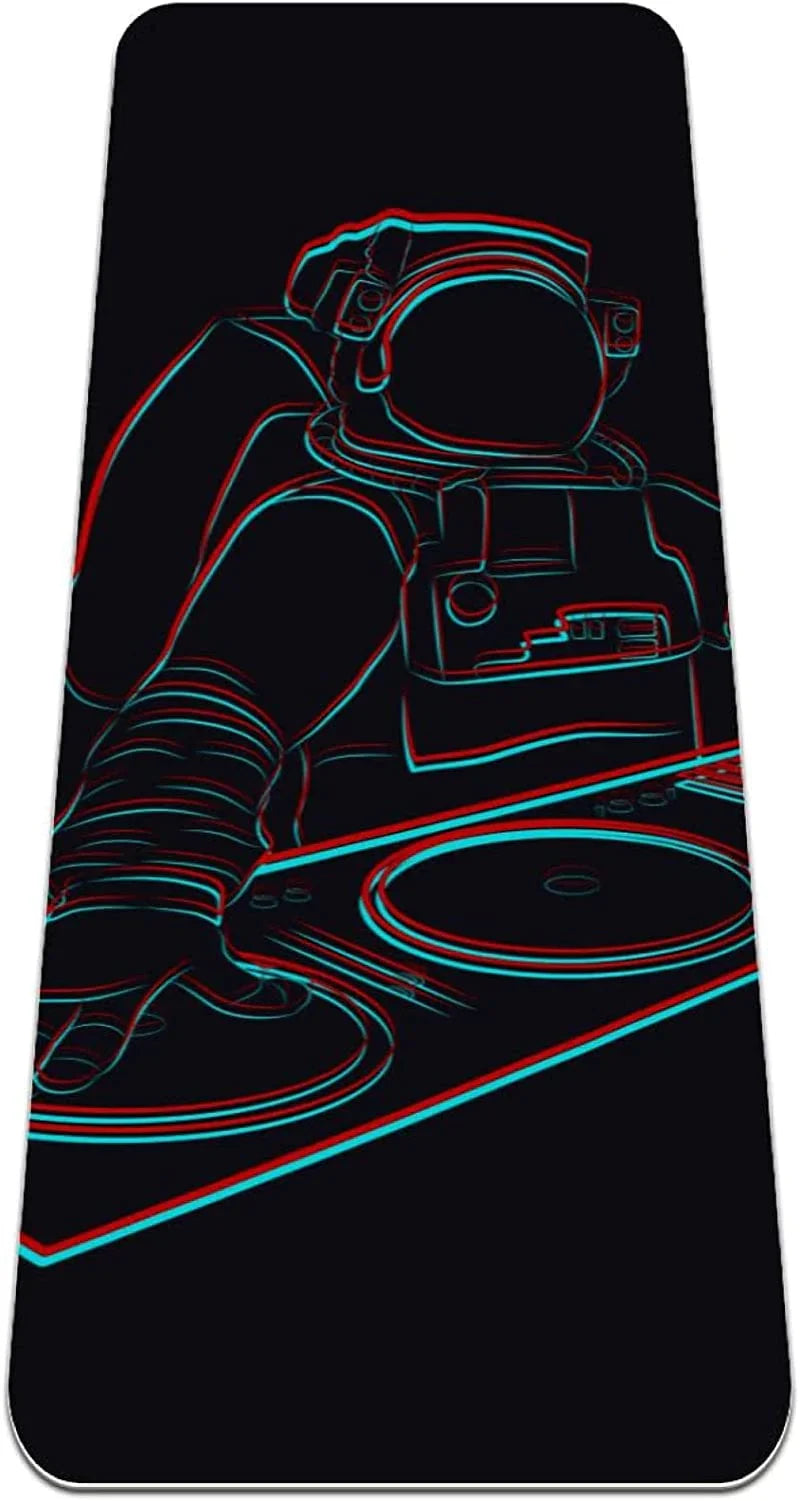 WXVOVXW Yoga Mat 72 X 24 Astronaut Dj Illustration Eco Friendly Non Slip Fitness Exercise Mat for Pilates and Floor Exercises