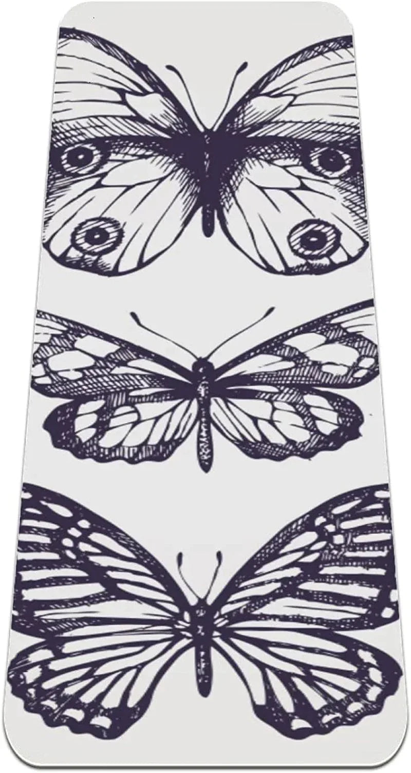 WXVOVXW Yoga Mat 72 X 24 Butterflies in Classic Style Eco Friendly Non Slip Fitness Exercise Mat for Pilates and Floor Exercises