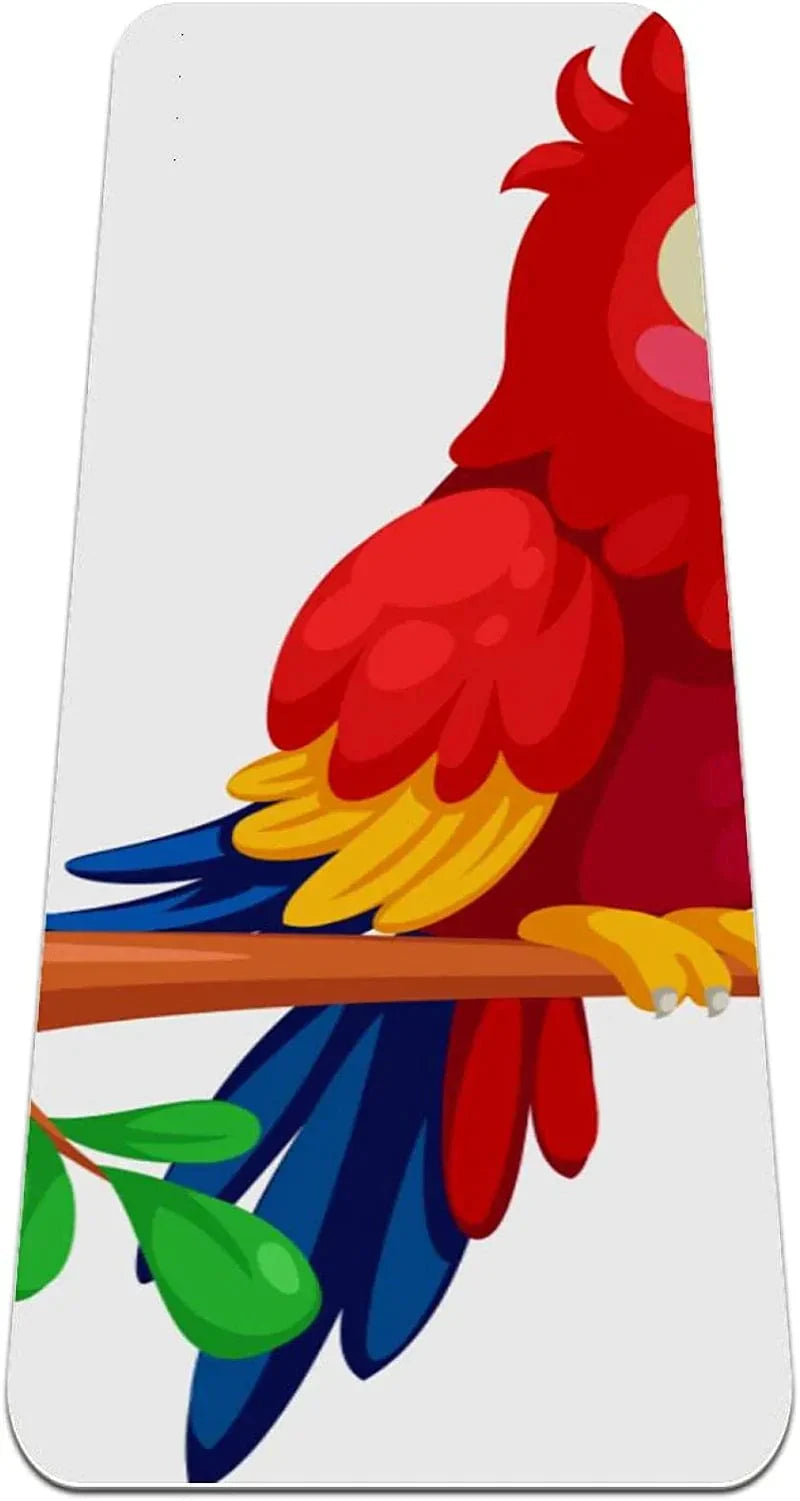 WXVOVXW Yoga Mat 72 X 24 Cute Macaw Cartoon Sitting Branch Eco Friendly Non Slip Fitness Exercise Mat for Pilates and Floor Exercises