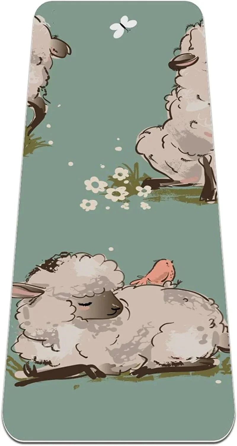 WXVOVXW Yoga Mat 72 X 24 Cute Sheeps Pattern Eco Friendly Non Slip Fitness Exercise Mat for Pilates and Floor Exercises