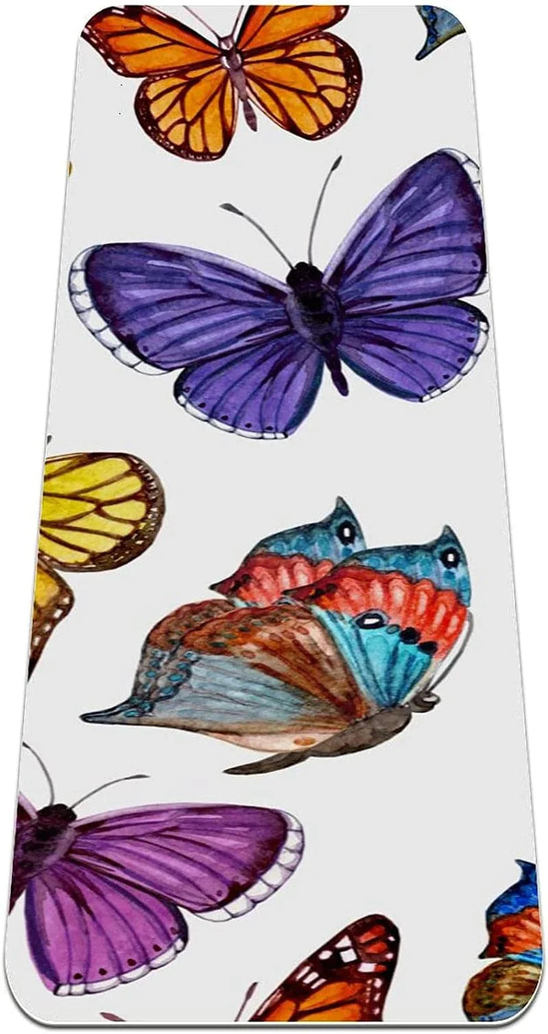 WXVOVXW Yoga Mat 72 X 24 Flying Butterflies Eco Friendly Non Slip Fitness Exercise Mat for Pilates and Floor Exercises