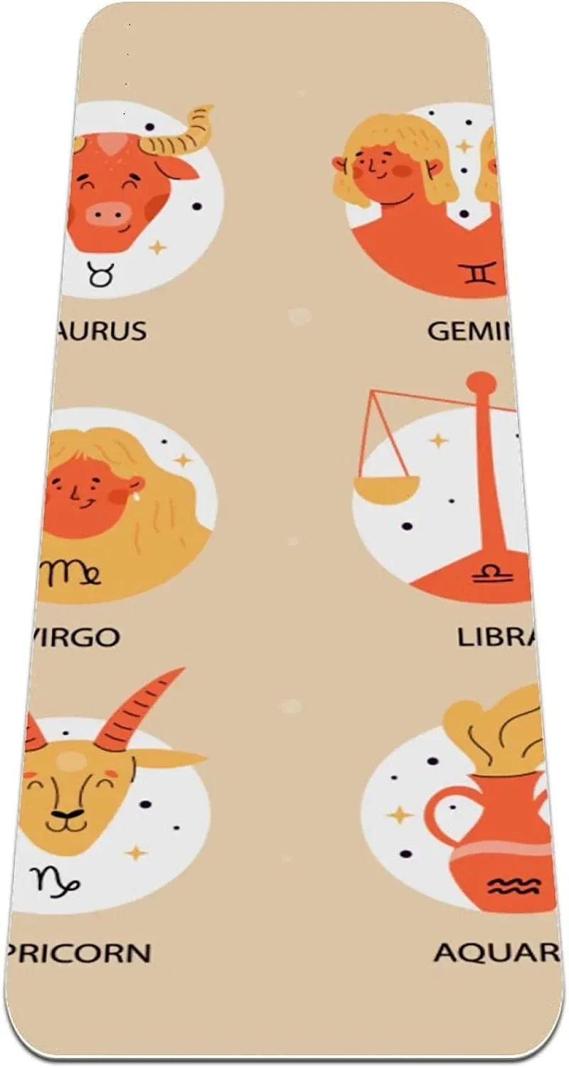 WXVOVXW Yoga Mat 72 X 24 Hand Drawn Zodiac Signs Set Eco Friendly Non Slip Fitness Exercise Mat for Pilates and Floor Exercises