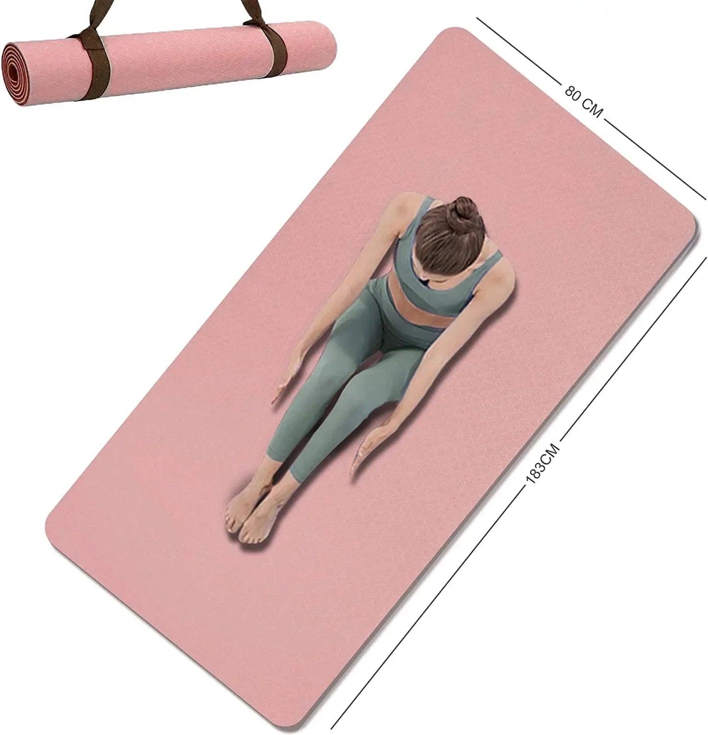 Yoga Mat Double-Sided Non Slip, 72'' X 32'' X 7Mm - Extra Wide & Thick Yoga Mat with Strap, Professional TPE Yoga Mats for Women Men Kids, Workout Mat for Yoga, Pilates and Floor Exercises