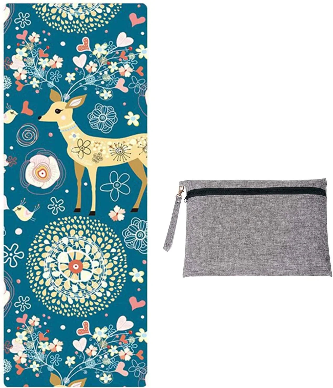 Yoga Mat Towel Non Slip Suede Luxurious Foldable Mat Hot Yoga Towel ,Sweat Absorbent, for Hot Yoga, Bikram, Pilates (Mat Deer)