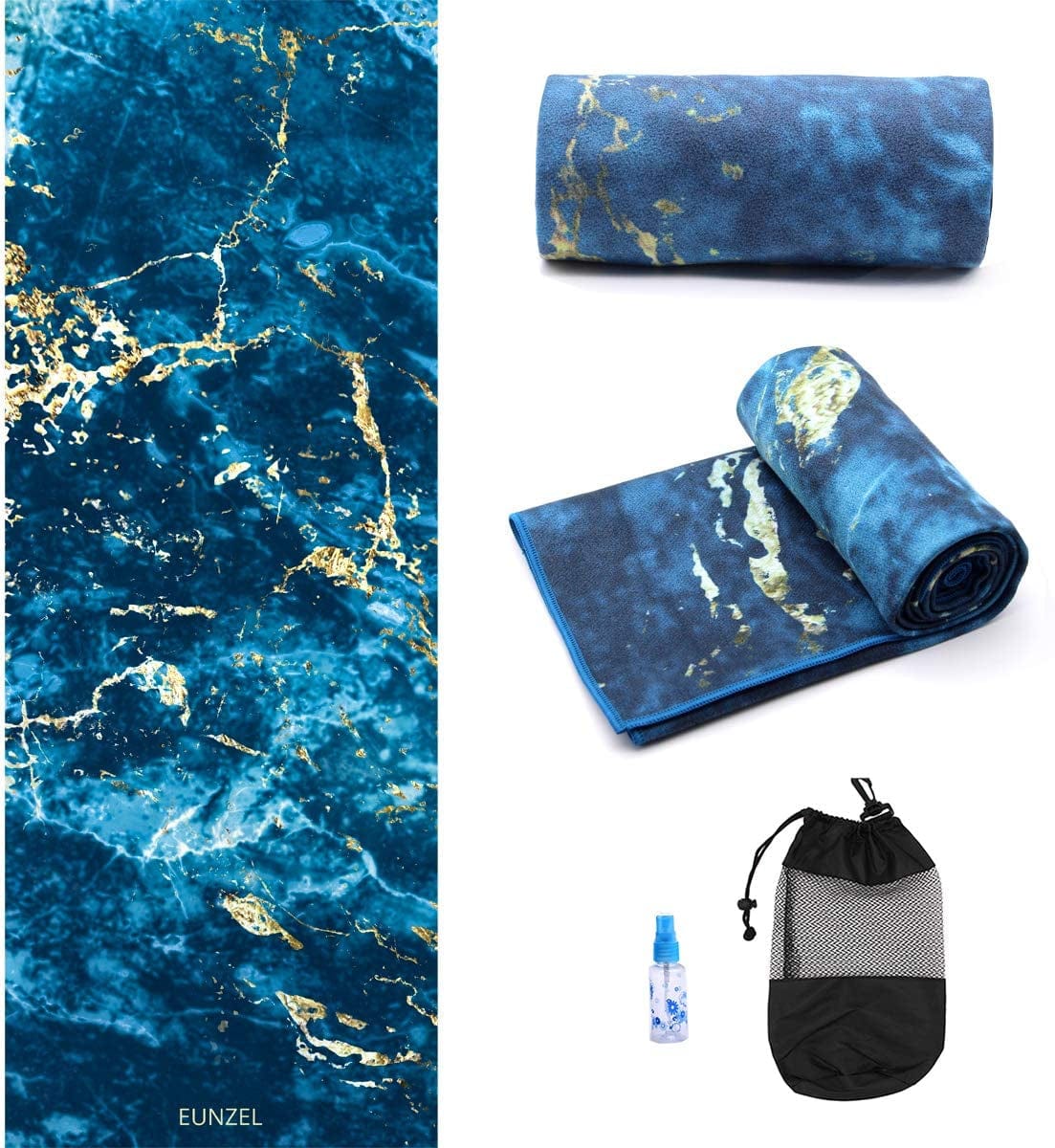 Yoga Towel,Hot Yoga Mat Towel - Sweat Absorbent Non-Slip for Hot Yoga, Pilates and Workout 24" X72(Grip Dots,Sea)