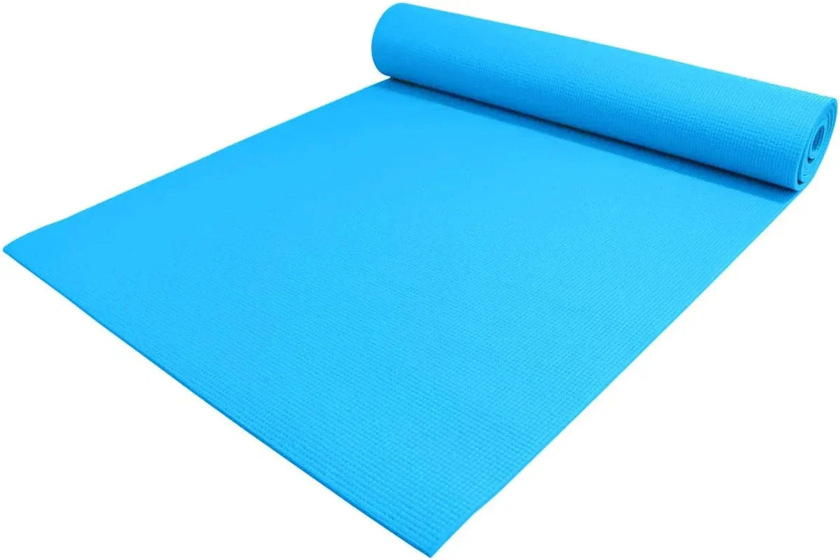 Yogaaccessories 1/4" Thick High-Density Deluxe Non-Slip Exercise Pilates & Yoga Mat, Light Blue
