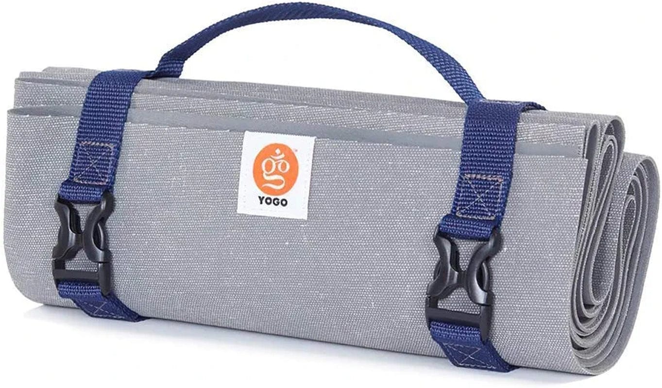 Yogo Ultralight Folding Yoga Mat with Attached Straps, for Travel and Adventure: Premium and Non-Slip, Plant-Based No PVC, Hygeinic and Eco-Friendly