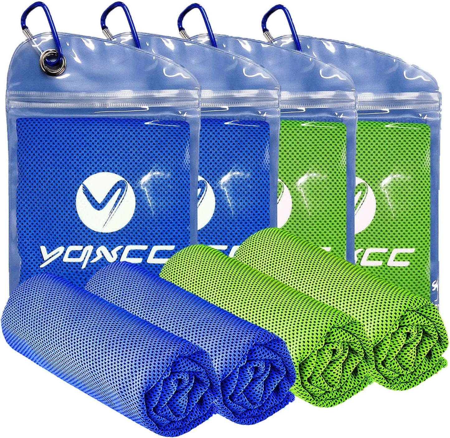YQXCC 4 Pack Cooling Towel (40"X12") Cool Cold Towel for Neck, Microfiber Ice Towel, Soft Breathable Chilly Towel for Yoga, Golf, Gym, Camping, Running, Workout & More Activities