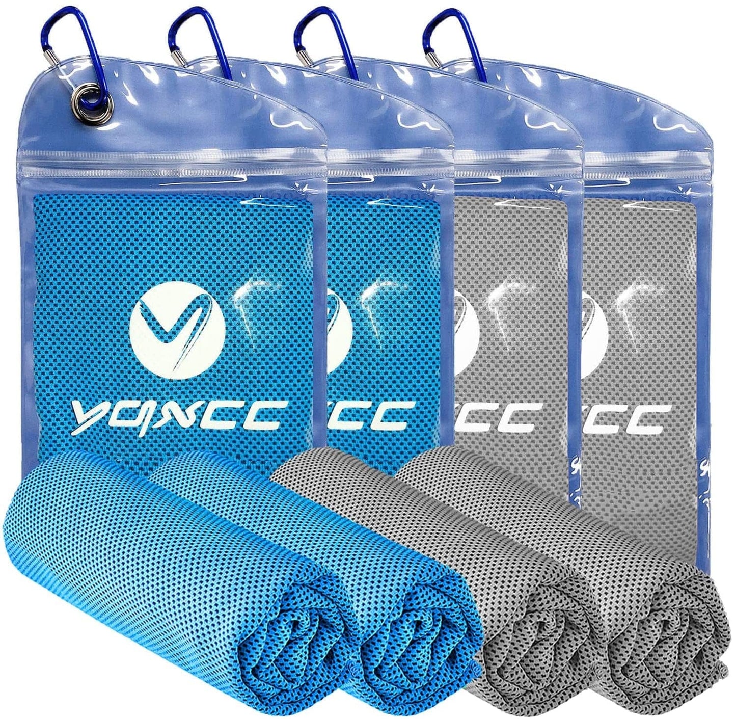 YQXCC 4 Pack Cooling Towel (47"X12") Ice Towel for Neck, Microfiber Cool Towel, Soft Breathable Chilly Towel for Yoga, Sports, Golf, Gym, Camping, Running, Fitness, Workout & More Activities