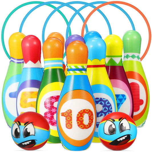 1 Set Funny Bowling Toys Kids Bowling Pin Bowling Balls Toss Game Rings Educational Toy