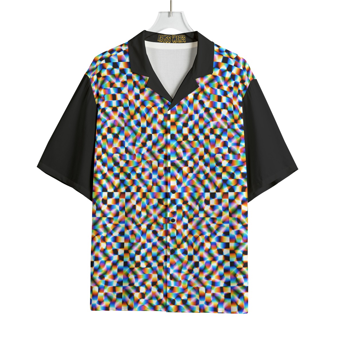 Checker Hacker Bowling Shirt Glitchcore Webcore Hawaiian Button Up Rayon Fabric Nonbinary Emo Summer