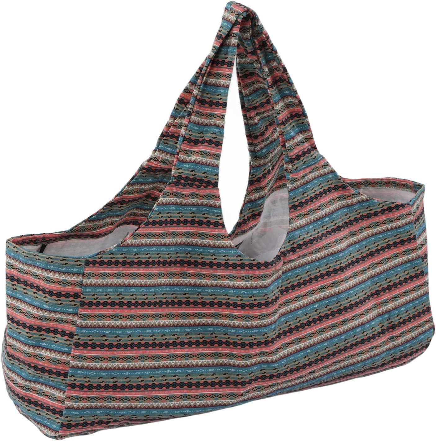 Astibym Fitness Yoga Bag, Long Shoulder Straps Canvas Wide Size Yoga Mat Bag for Traveling(Warm Color)