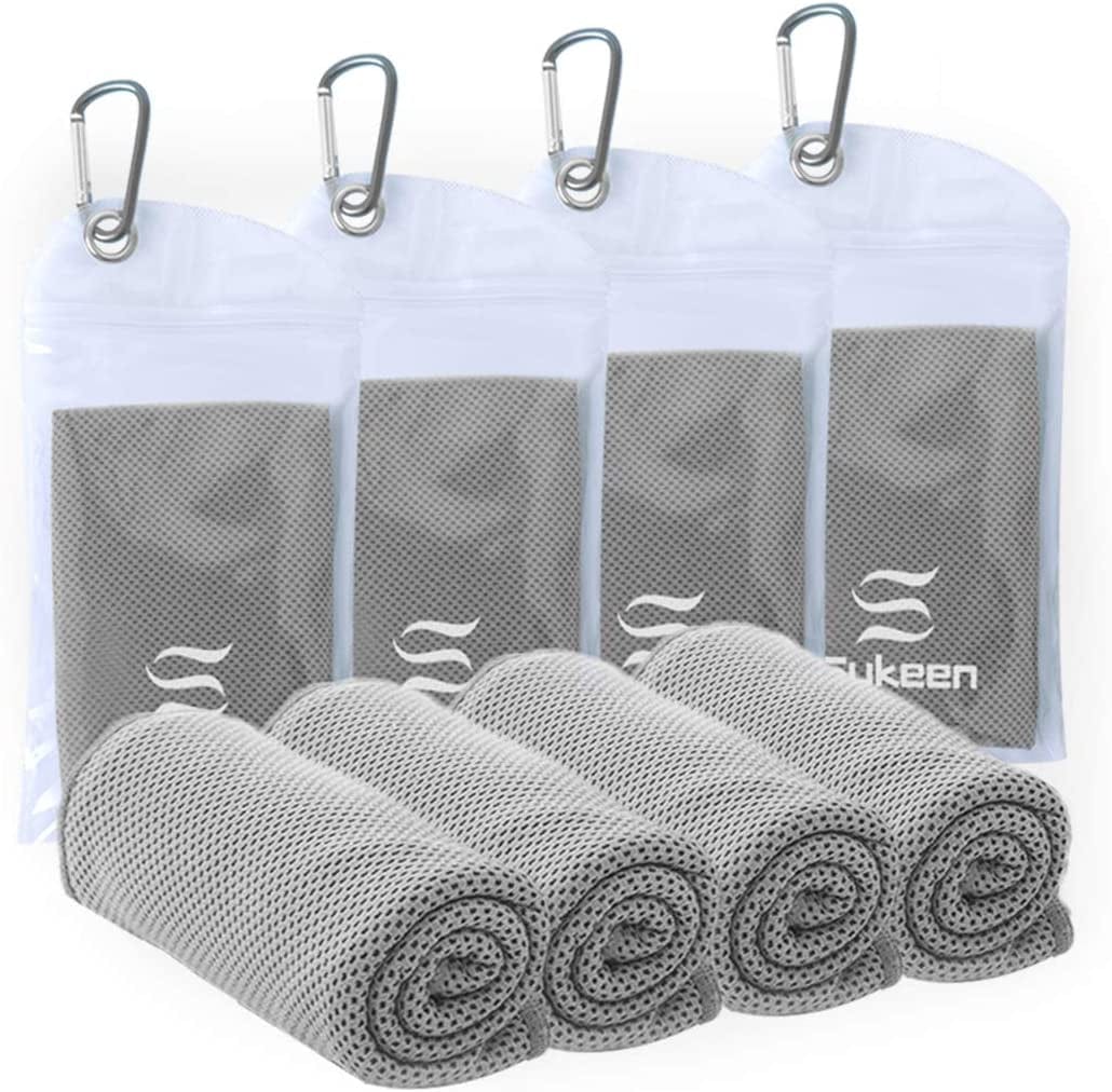 [4 Pack] Cooling Towel (40"X12"),Ice Towel,Soft Breathable Chilly Towel,Microfiber Towel for Yoga,Sport,Running,Gym,Workout,Camping,Fitness,Workout & More Activities