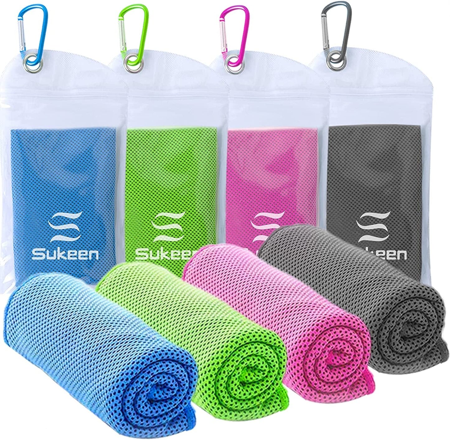 [4 Pack] Cooling Towel (40"X12"),Ice Towel,Soft Breathable Chilly Towel,Microfiber Towel for Yoga,Sport,Running,Gym,Workout,Camping,Fitness,Workout & More Activities