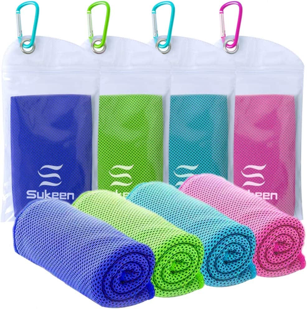 [4 Pack] Cooling Towel (40"X12"), Ice Towel, Soft Breathable Chilly Towel, Microfiber Towel for Yoga, Sport, Running, Gym, Workout,Camping, Fitness, Workout & More Activities