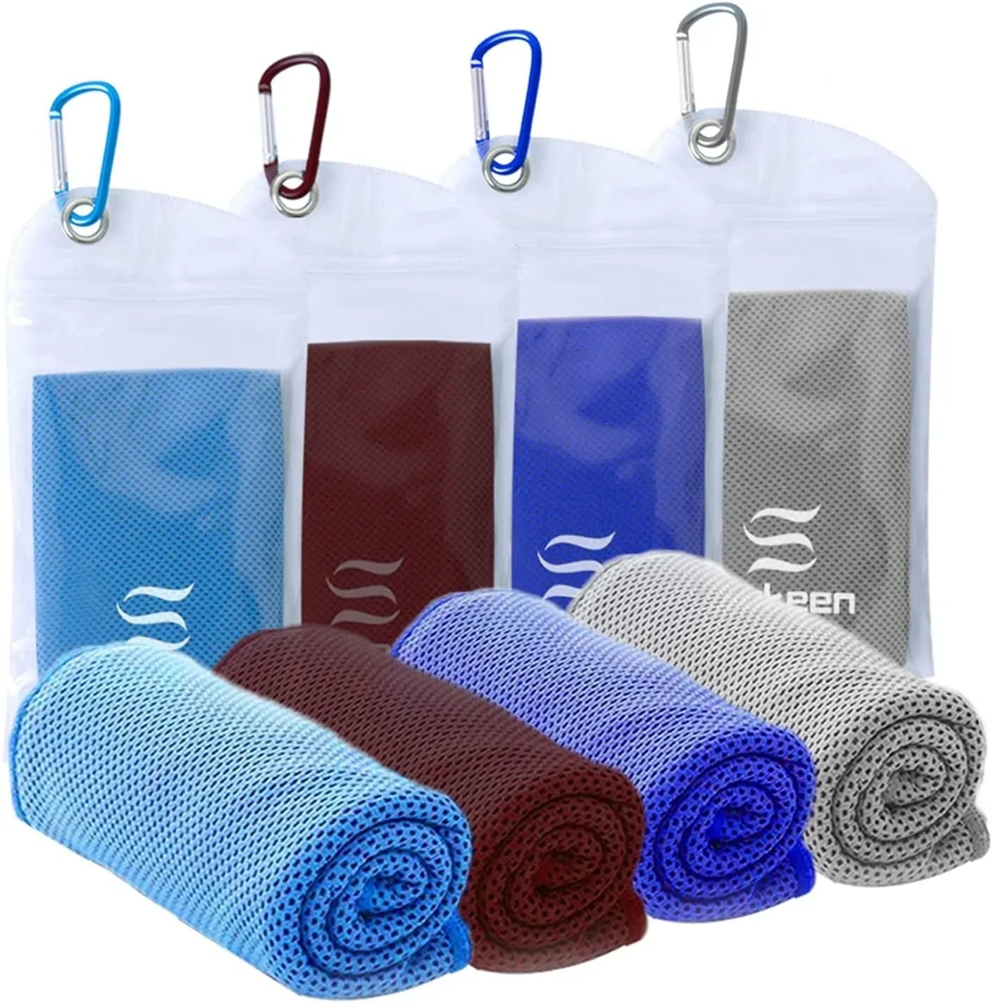 [4 Pack] Cooling Towel (40"X12"), Ice Towel, Soft Breathable Chilly Towel, Microfiber Towel for Yoga, Sport, Running, Gym, Workout,Camping, Fitness, Workout & More Activities