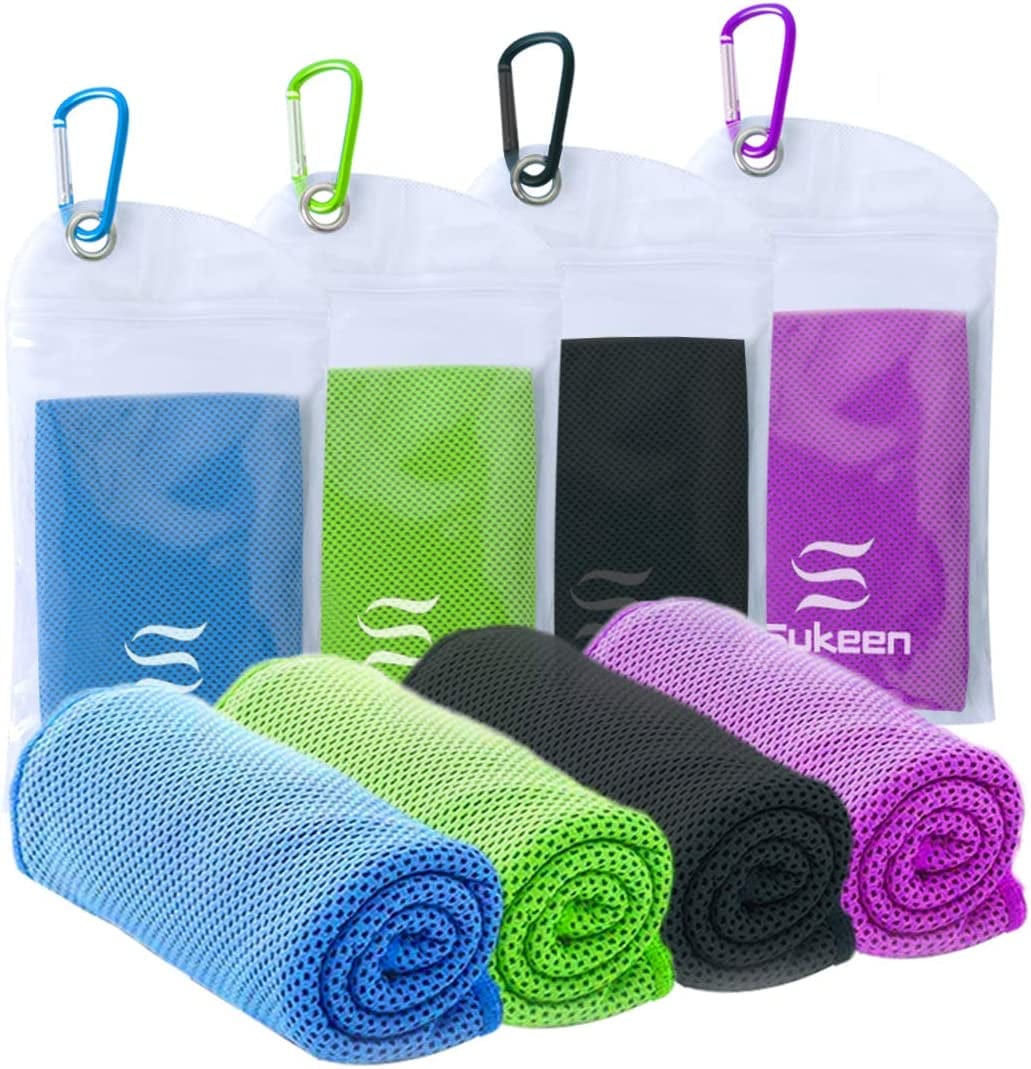 [4 Pack] Cooling Towel (40"X12"), Ice Towel, Soft Breathable Chilly Towel, Microfiber Towel for Yoga, Sport, Running, Gym, Workout,Camping, Fitness, Workout & More Activities