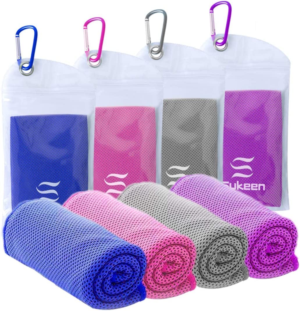 [4 Pack] Cooling Towel (40"X12"), Ice Towel, Soft Breathable Chilly Towel, Microfiber Towel for Yoga, Sport, Running, Gym, Workout,Camping, Fitness, Workout & More Activities