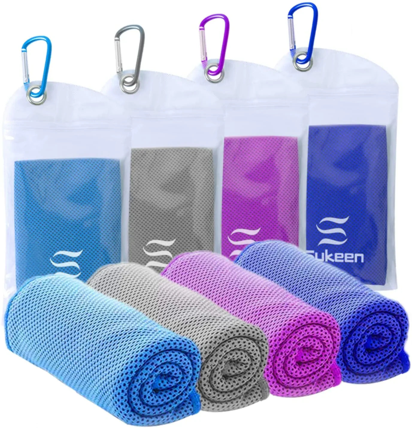 [4 Pack] Cooling Towel (40"X12"), Ice Towel, Soft Breathable Chilly Towel, Microfiber Towel for Yoga, Sport, Running, Gym, Workout,Camping, Fitness, Workout & More Activities