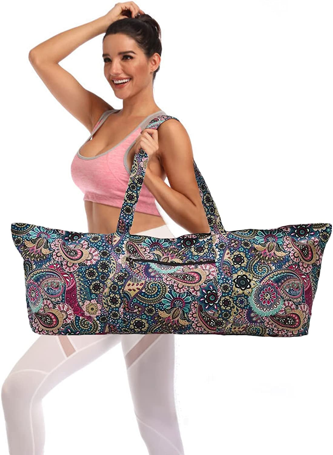 Qlckyed Yoga Mat Bag Large Duffle Bag Multipurpose Exercise Yoga Bag and Yoga Mat Tote Bag with Strap Zipper Pockets. (Yoga Mat Not Included).
