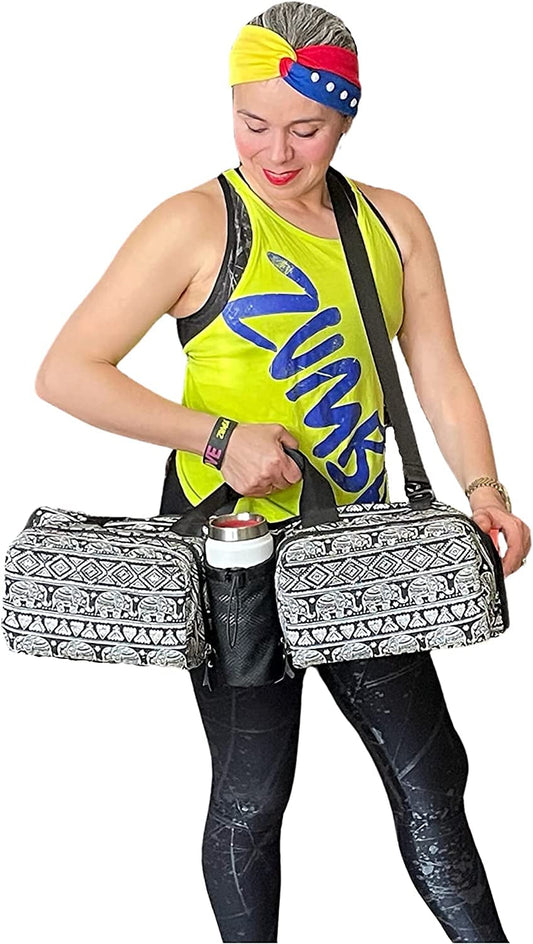 Yoga Mat Bag | Lightweight Tote Bag | Pockets to Carry 2 Yoga Blocks, Large Mat, Yoga Strap, Bottle, Keys, Phone, Hand Towel, Xtra Clothing | Yoga Pilates Gym | Machine Washable (Elephant)