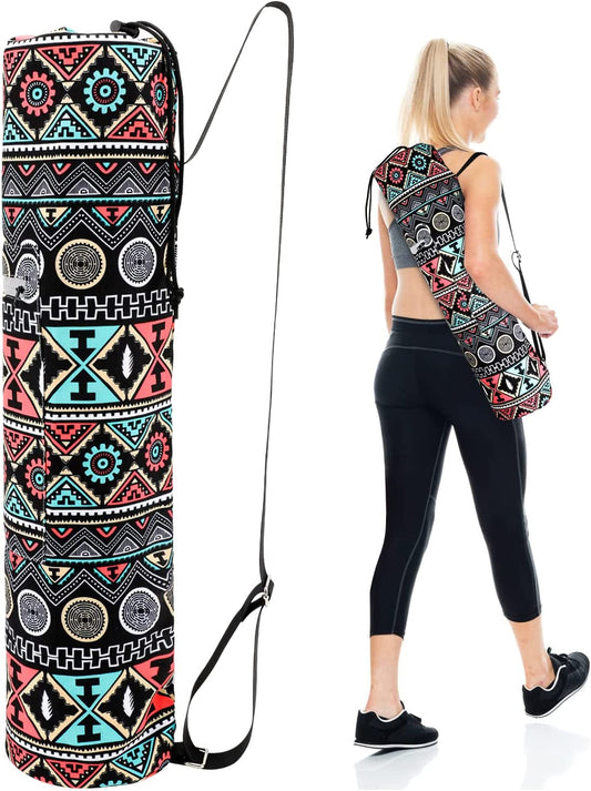 Anpress Yoga Mat Bag, Yoga Mat Carrier Sling Bag for Women Men Yoga Carry Bag Fit Most Size Mats, Exercise Yoga Mat Bag with Adjustable Strap Zipper Functional Storage Pockets