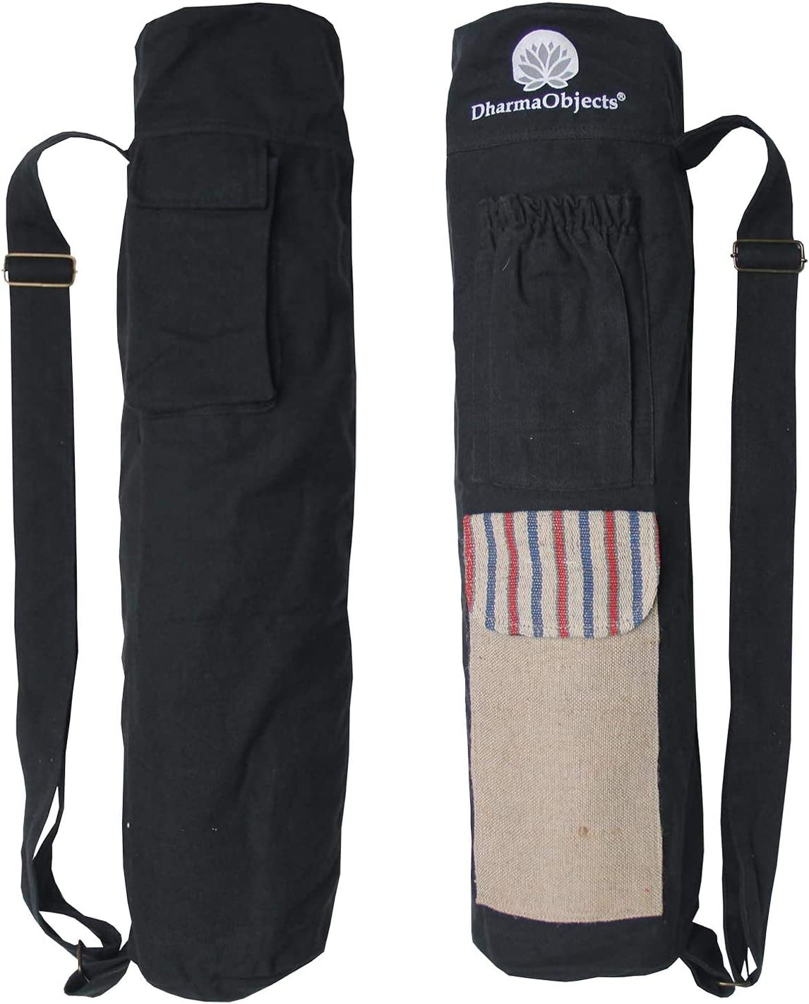 Dharmaobjects Yoga Mat Bag Tote Carrier 100% Organic Cotton Hemp / Eco Friendly Multi-Functional Storage Pockets Fair Trade