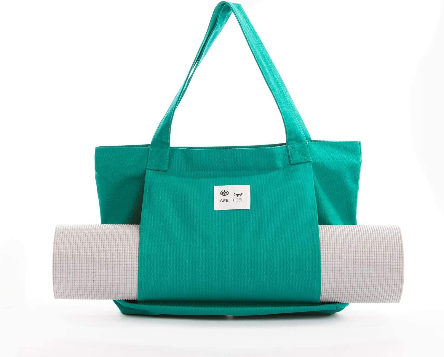 Yoga Pilates Mat Bag Basic Canvas Tote with Mat Carrier Pocket
