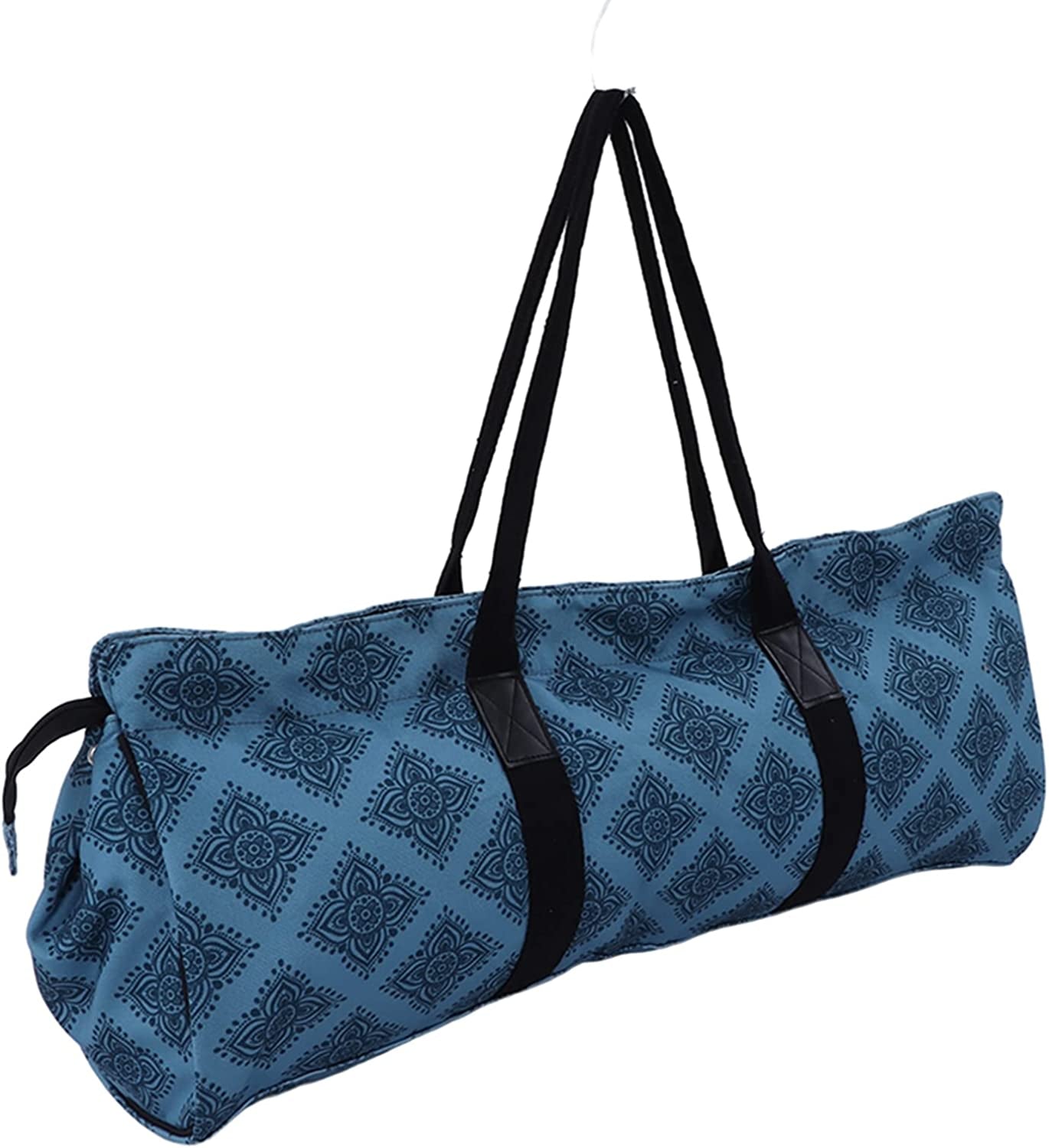 VGEBY Yoga Mat Carrier, Yoga Mat Bag 12Oz Printed Canvas Odorless Snaps Design Nonsexual Blue Yoga Mat Backpack for Home