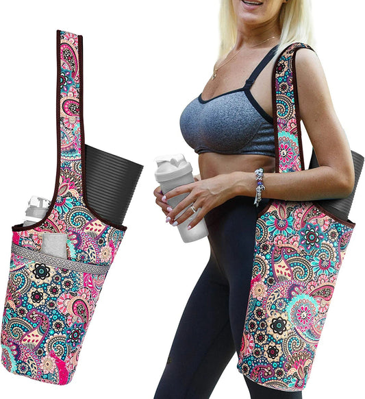 SARHLIO Yoga Mat Bag with Large Size Open Pocket and inside Zipper Pocket Yoga Mat Carrier Bag Fit Most Size Mats Yoga Bag for Women Men Easy Access Lightweight Comfortable Shoulder Strap