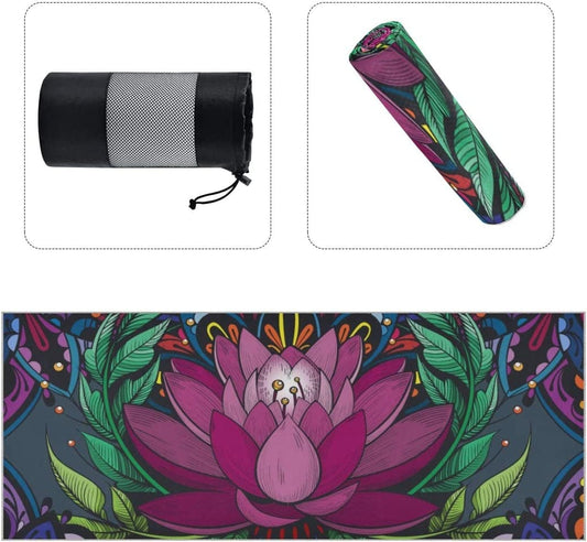 ALAZA Bright Color Lotus Yoga Towel Non Slip Soft Sweat Absorbent Mat Towel for Hot Yoga Exercise Pilates 73X27 Inches