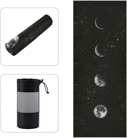ALAZA Moon Phases in the Night Sky Yoga Towel Non Slip Soft Sweat Absorbent Mat Towel for Hot Yoga Exercise Pilates 73X27 Inches