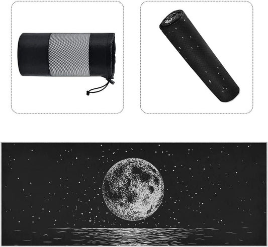 ALAZA Moon Reflecting a Sea Yoga Towel Non Slip Soft Sweat Absorbent Mat Towel for Hot Yoga Exercise Pilates 73X27 Inches